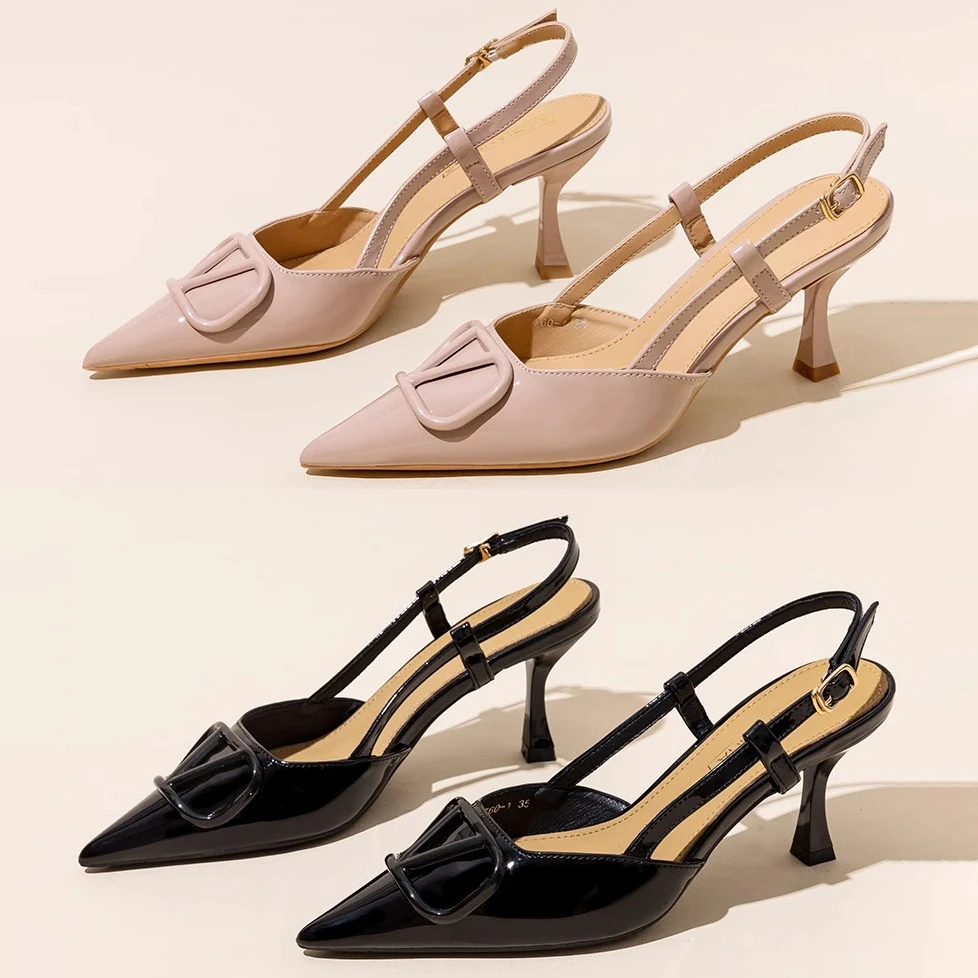 【编码201-400号】撤柜品牌2025秋新款V扣水钻方钻方扣雪花扣高跟鞋