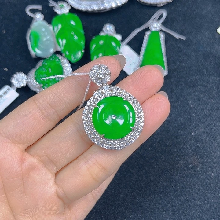 翡翠银S925镶嵌吊坠(不含链)
