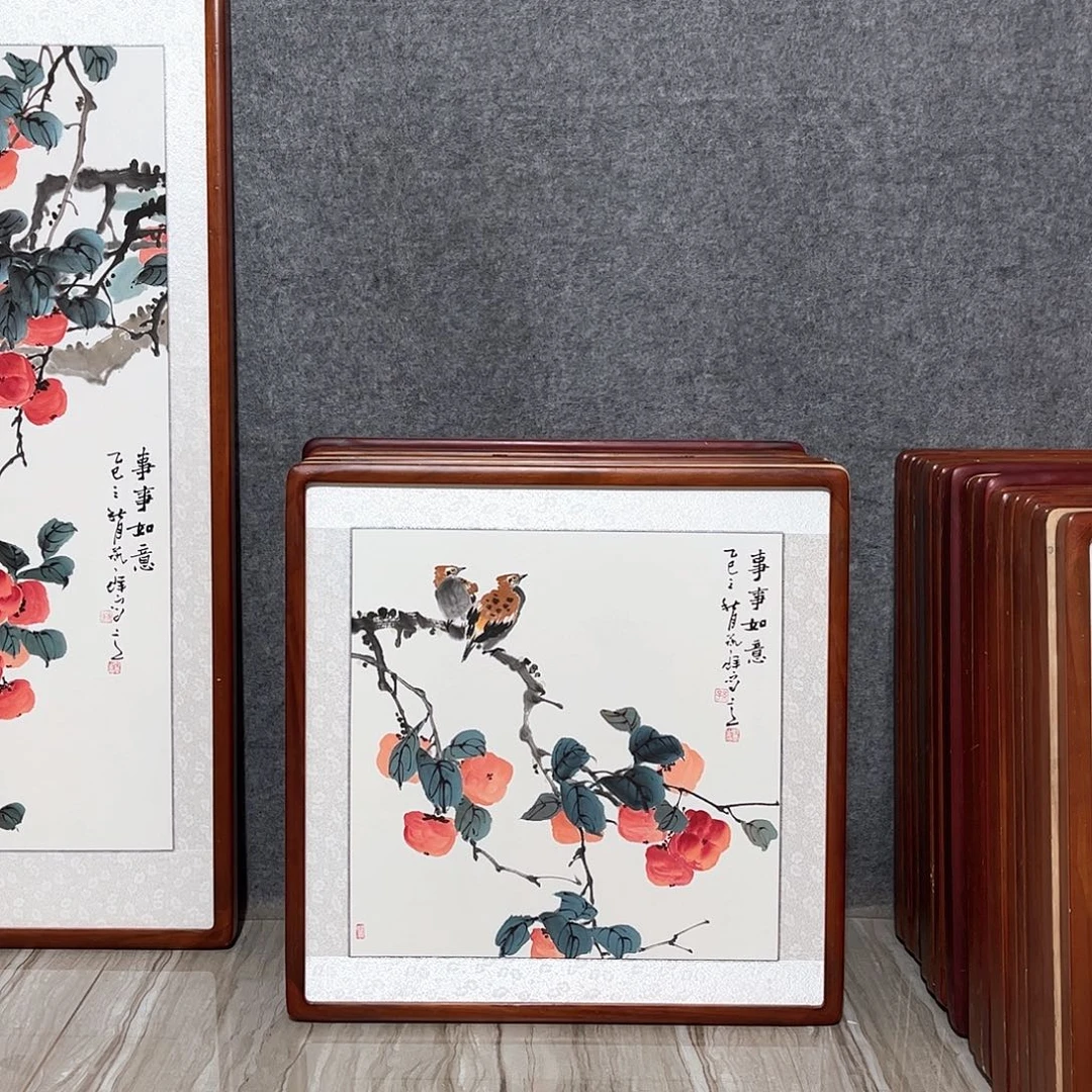 国画书画作品带框63×63