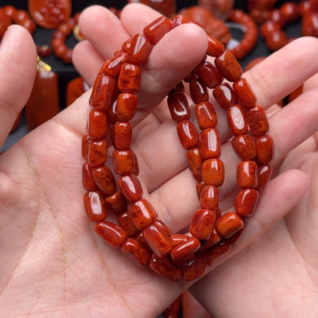 南红玛瑙未镶嵌珠宝奇石多圈7mm