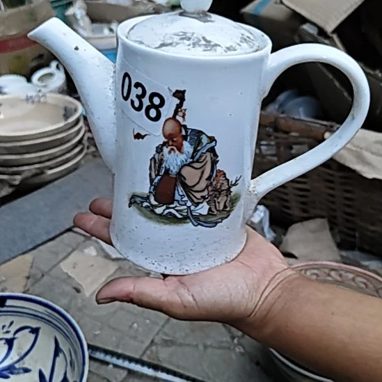 库存瓷片老寿星单孔水壶