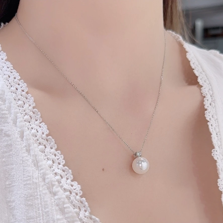 铜合金项链 简约百搭精致戴妃珠项链时尚链子轻奢饰品白色锁骨链