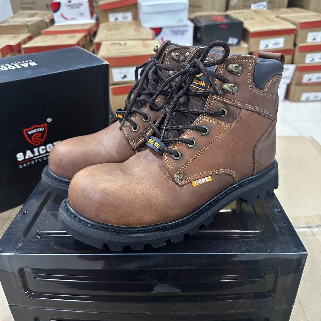 外贸工装靴钢头固特异油蜡质感头牛微瑕库存，介意勿拍