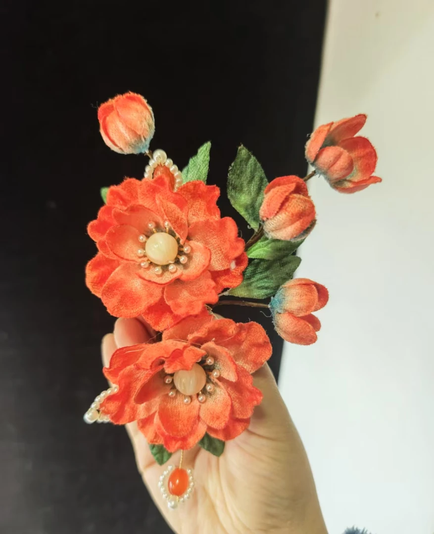 【铃兰阁】仿绒花渐变软簪古风侧边头饰花朵仙气唐风汉高级感头饰