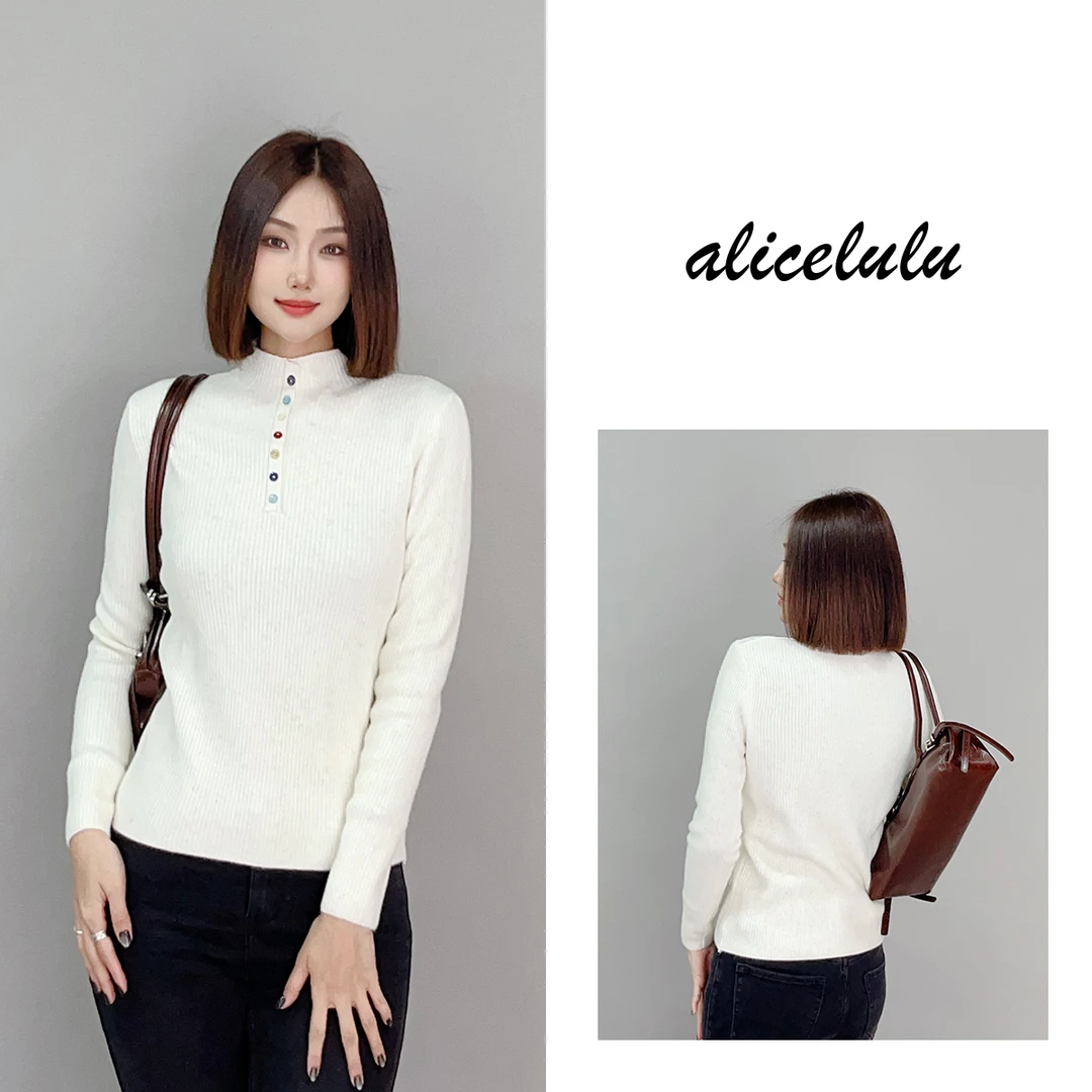 3 ALICE “多彩心情”毛衣 时尚彩扣 显瘦坑条 S1034868X