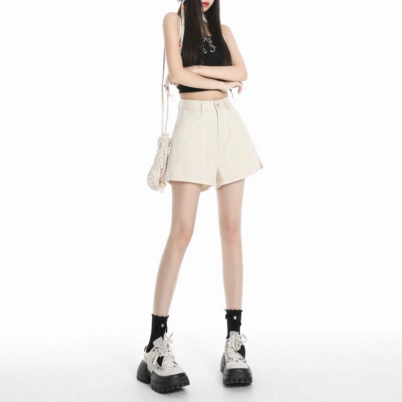 JWUW夏季新款夏天多巴胺牛仔短裤高腰a字包臀女款辣妹热裤