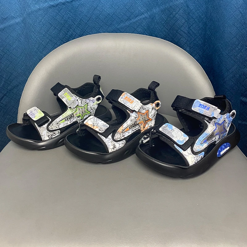 男童凉鞋夏季新款超纤中大童防滑耐磨沙滩鞋小男孩软底软面鞋子