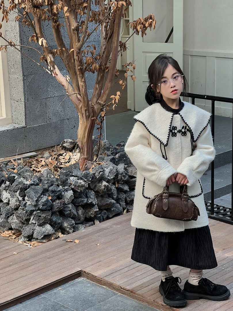 313【希】（有标款）女童韩版学院风小香风翻领加棉大衣-3238/23899