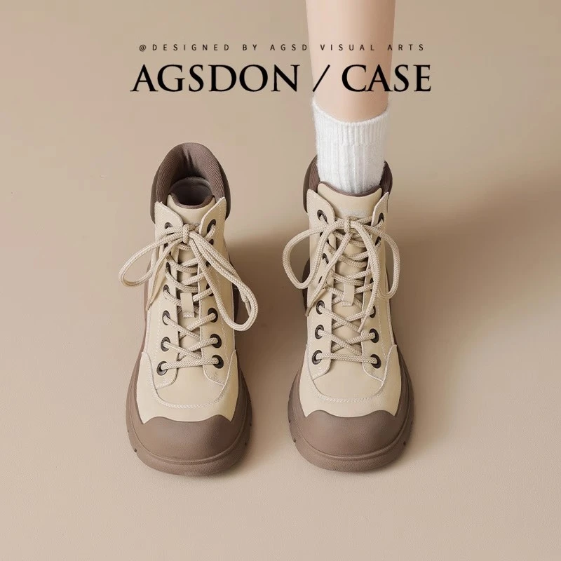 【奥古狮登】马丁靴女秋冬保暖厚底5cm增高短靴N644066+644066AA