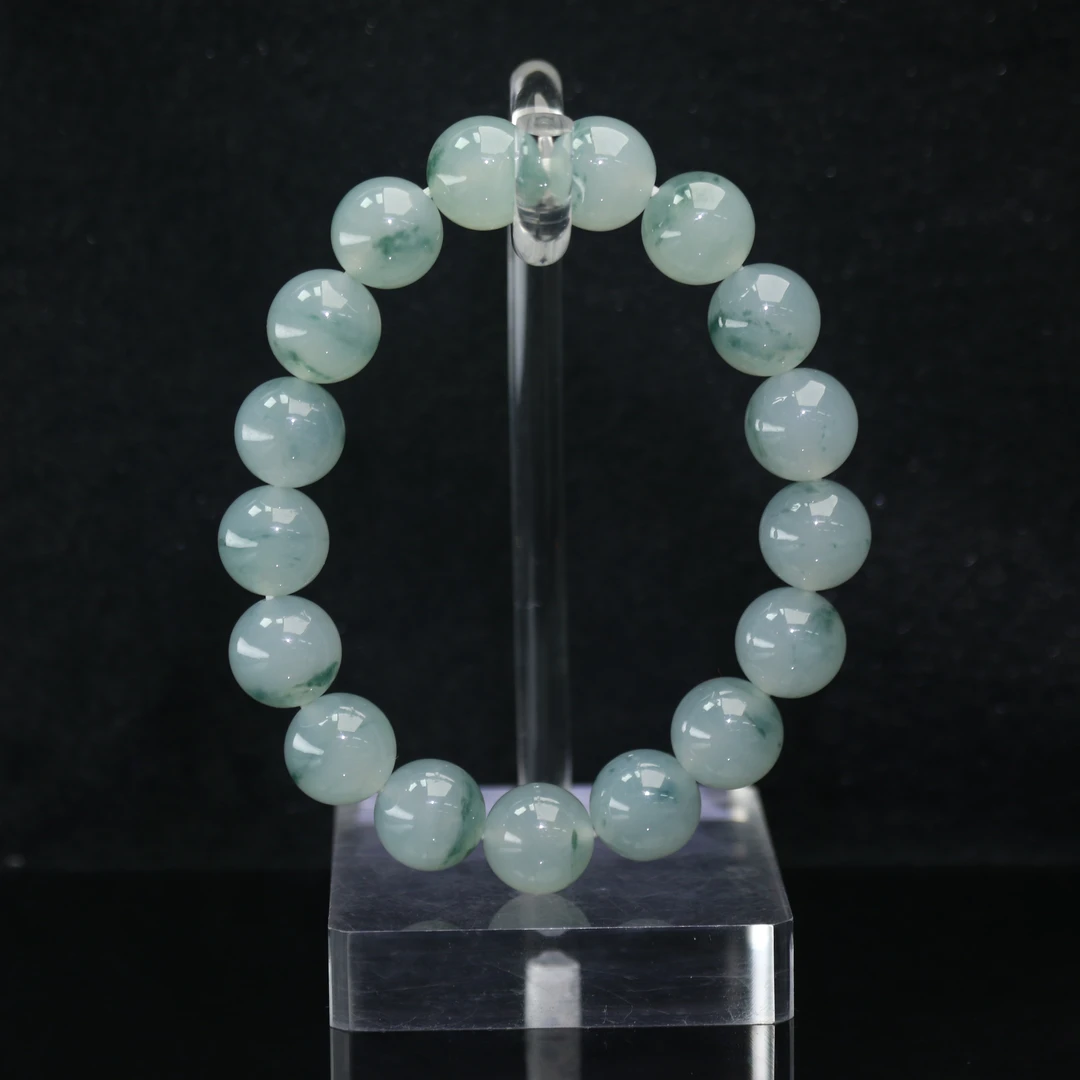 55天然缅甸翡翠A货冰飘花手串/300574/上海嘉禾拍卖