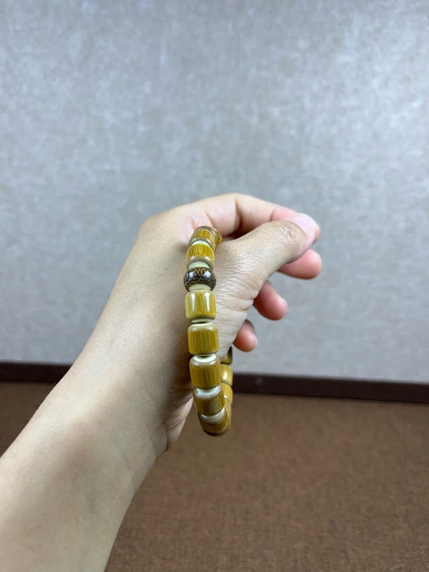 9*9实心玉竹镶嵌手串