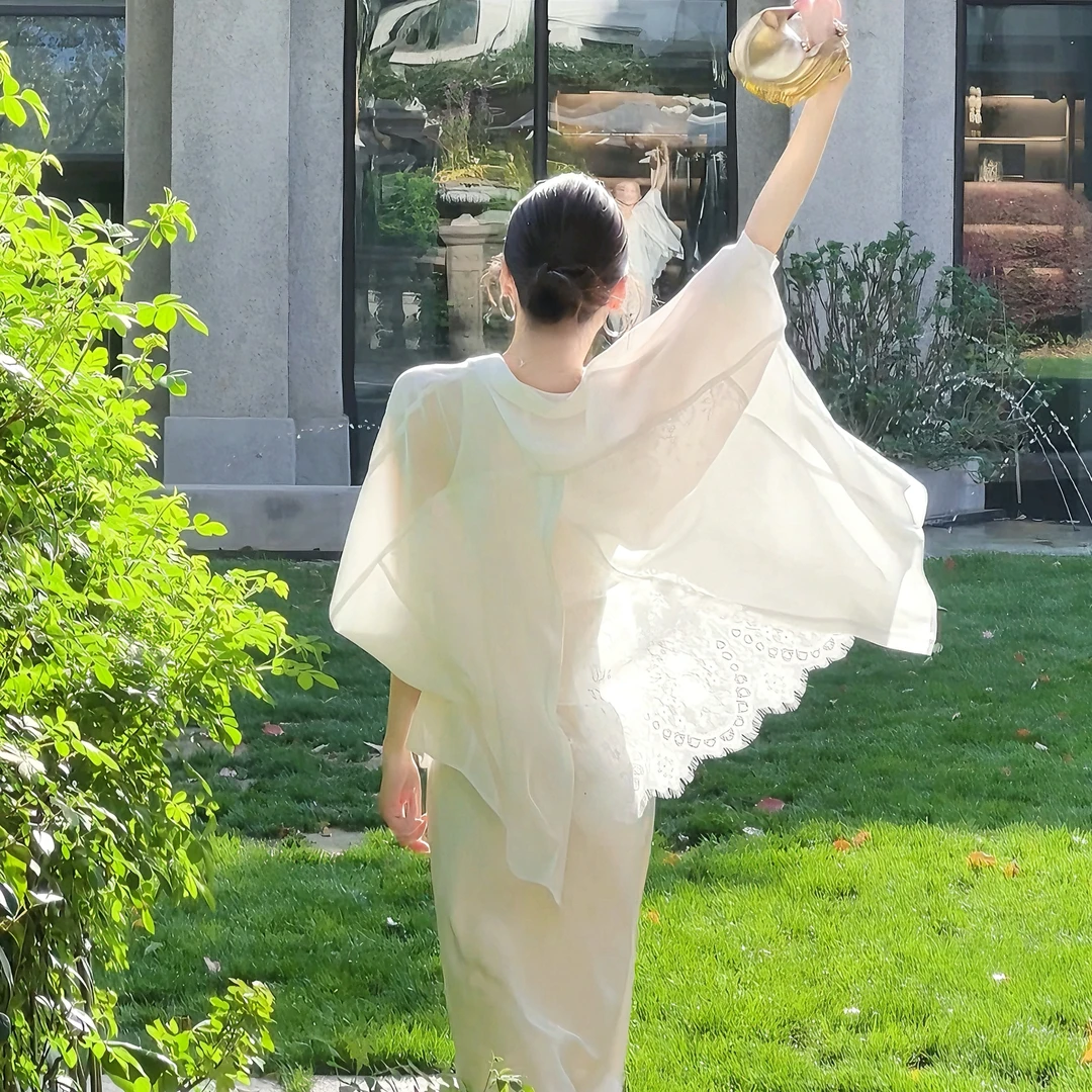 【亦瑶定制】燕尾蝶 夏季高级法式设计开叉蕾丝休闲衬衫5CCJJ8863