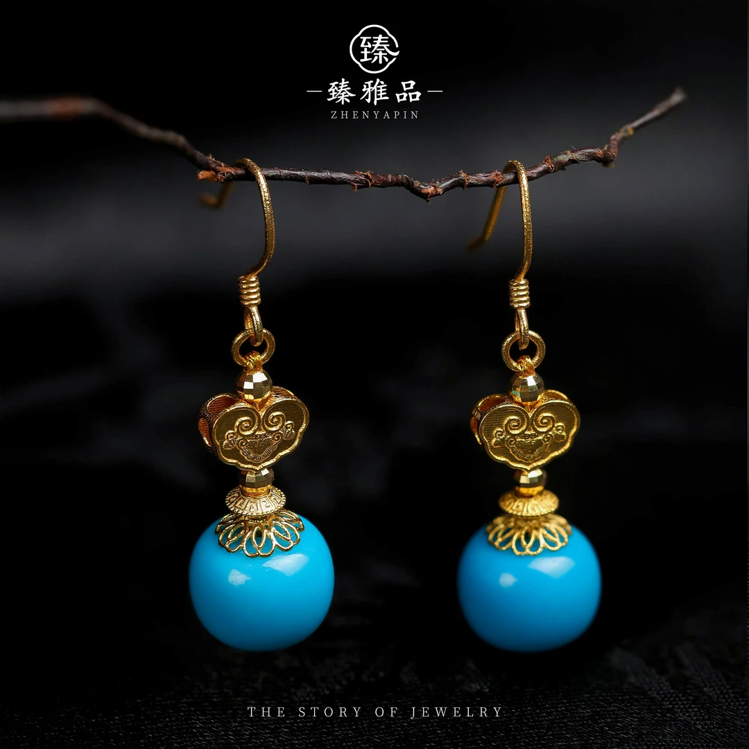 【李哥推荐】18k金绿松耳坠@ZY50927015@