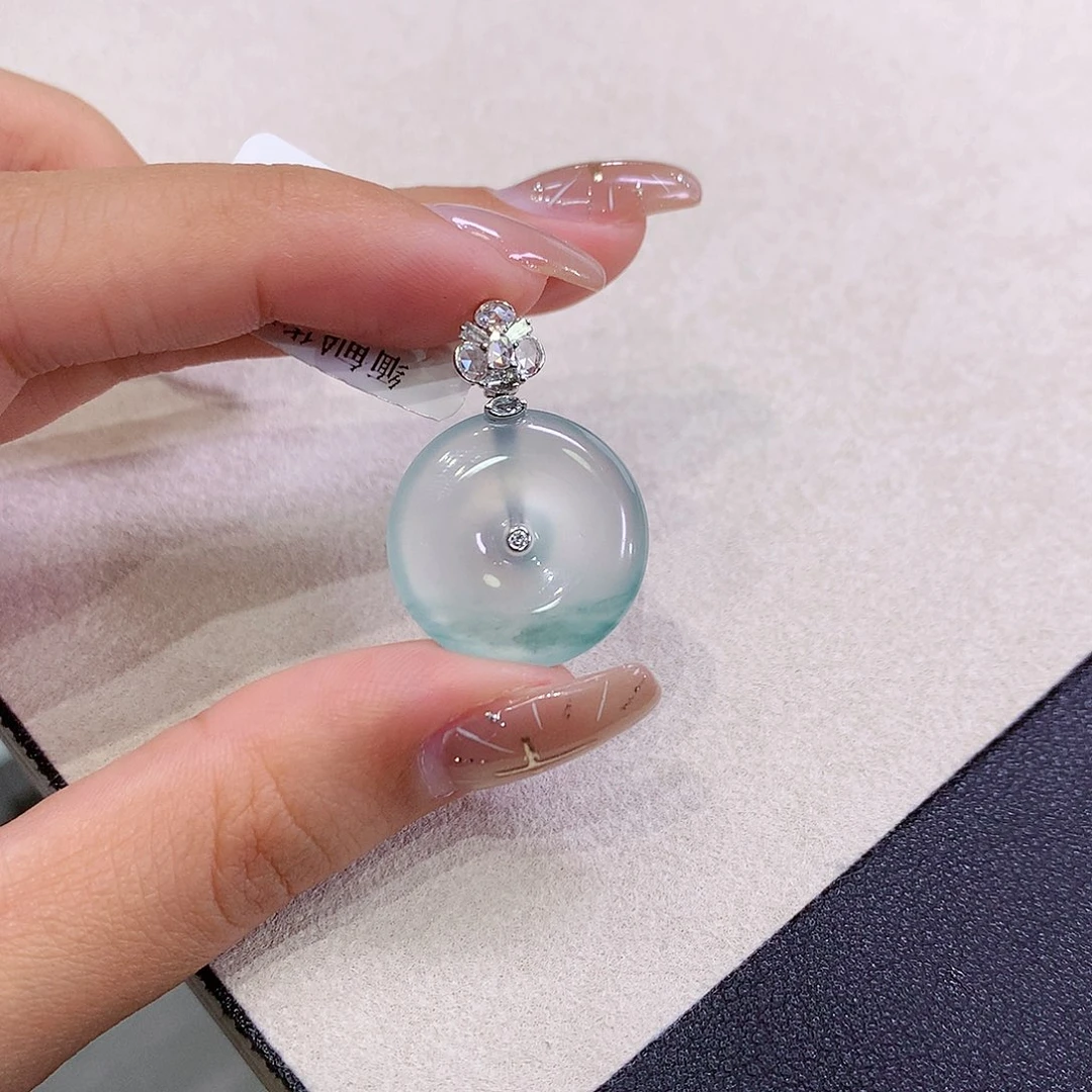 翡翠18K金镶嵌吊坠(不含链)20.3-4.2