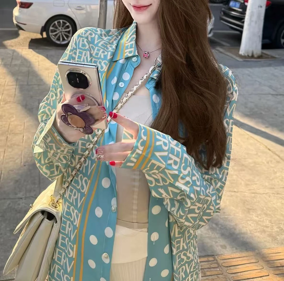 【TONG】老钱风夏季新款印花衬衫高级感宽松百搭衬衣上衣（236）
