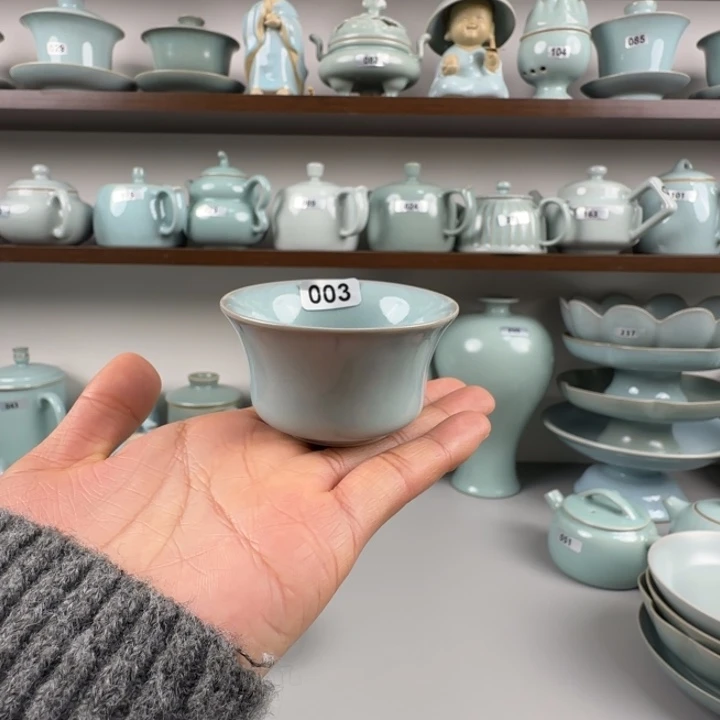 瓷片汝瓷马蹄杯圈足烧天青釉开播福利