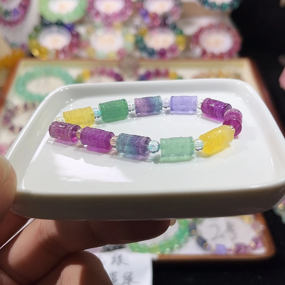 手链未镶嵌萤石色标桶珠8mm