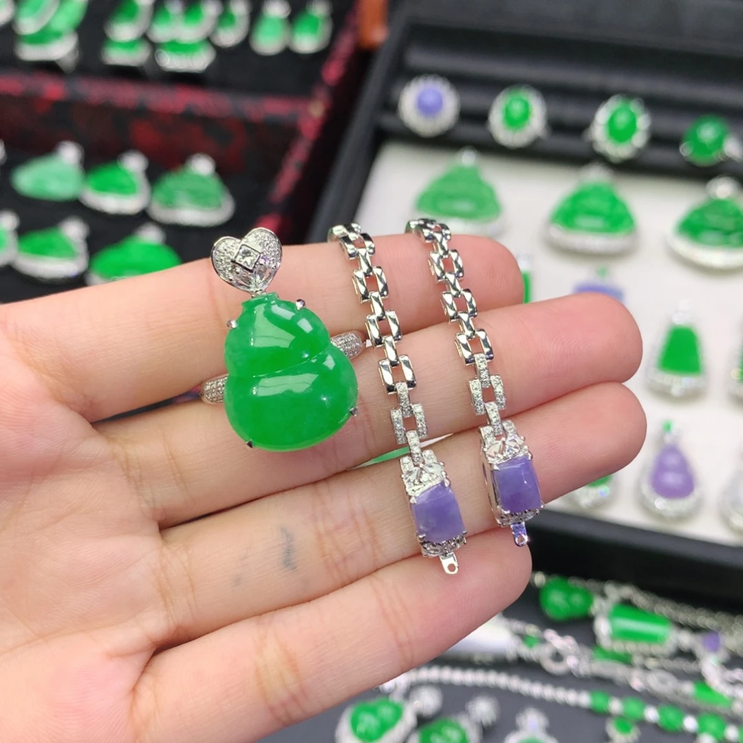 翡翠18K金镶嵌吊坠(不含链)三用款戒指吊坠手链