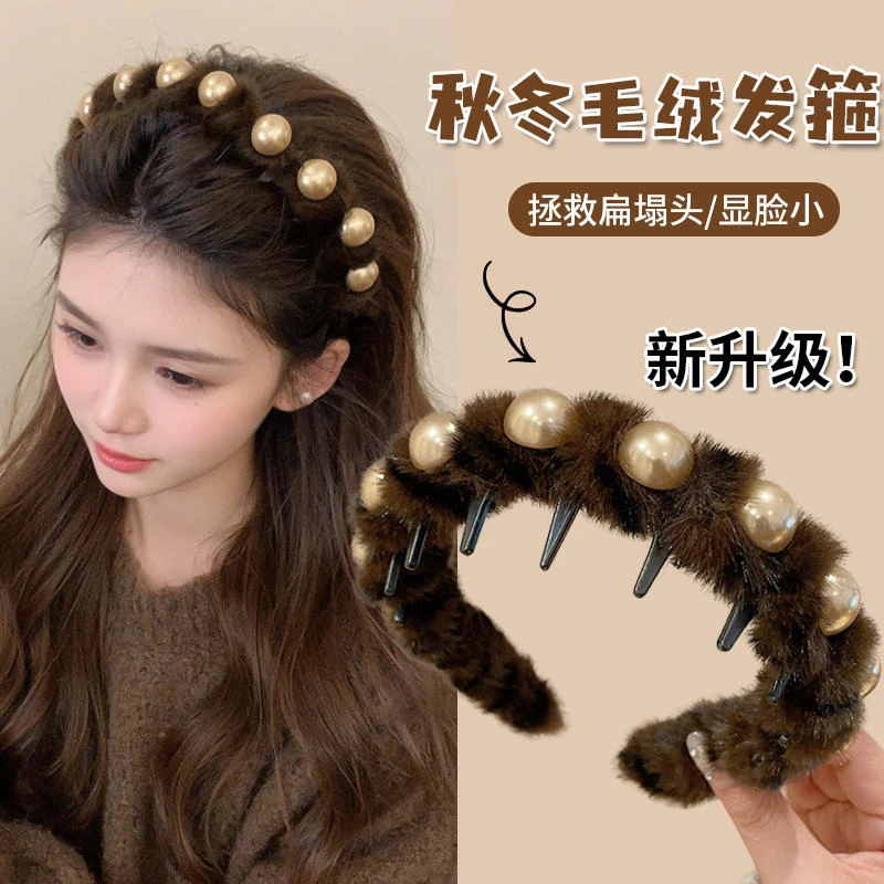 日韩发捆复古风发箍简约风秋冬头饰气质女轻职风丝绒