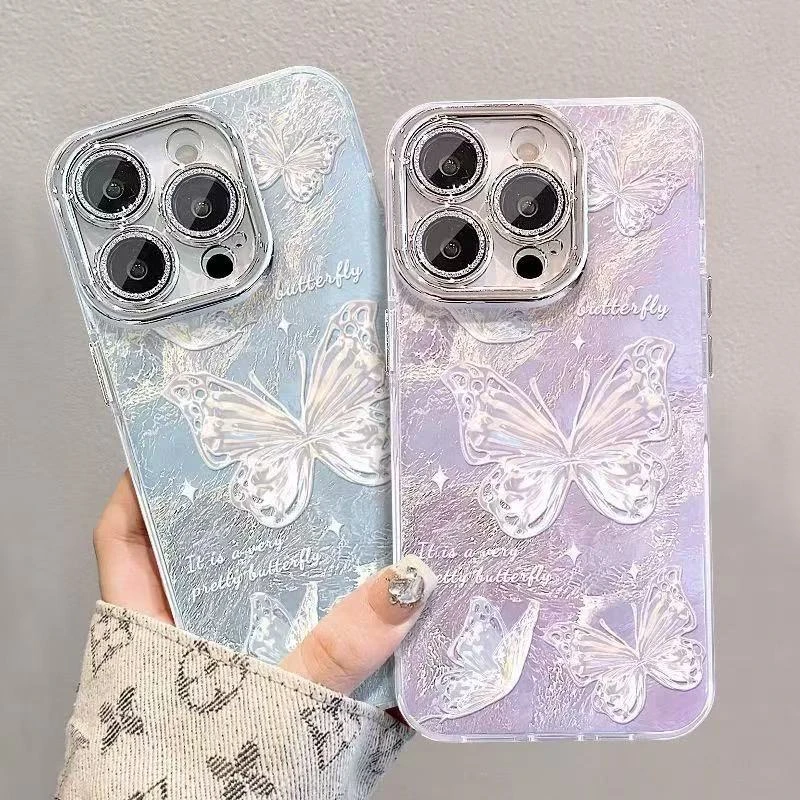 适用于苹果16promax手机壳ip15plus冰川纹全包防摔保护套vivo(品)