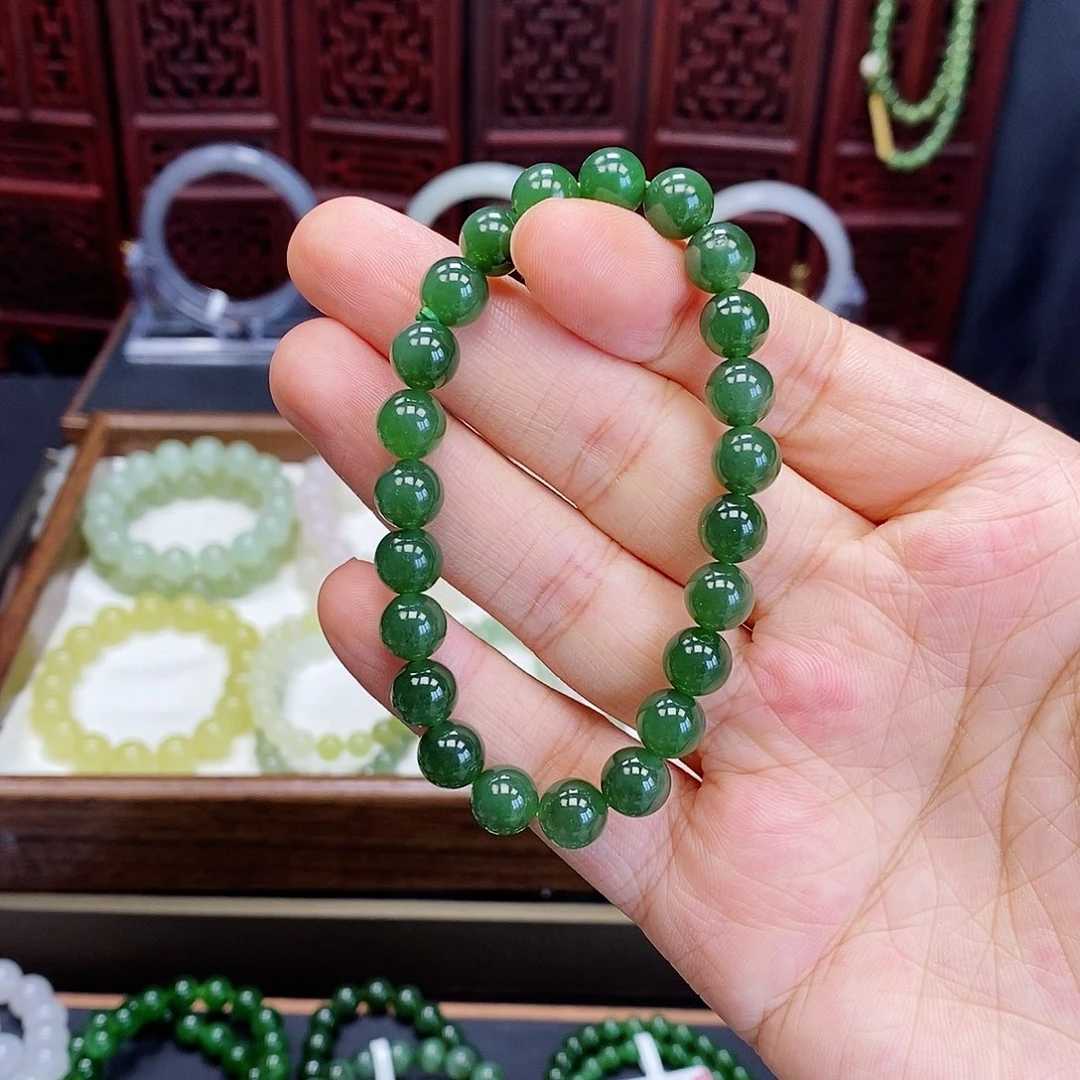 和田玉手串未镶嵌碧玉8