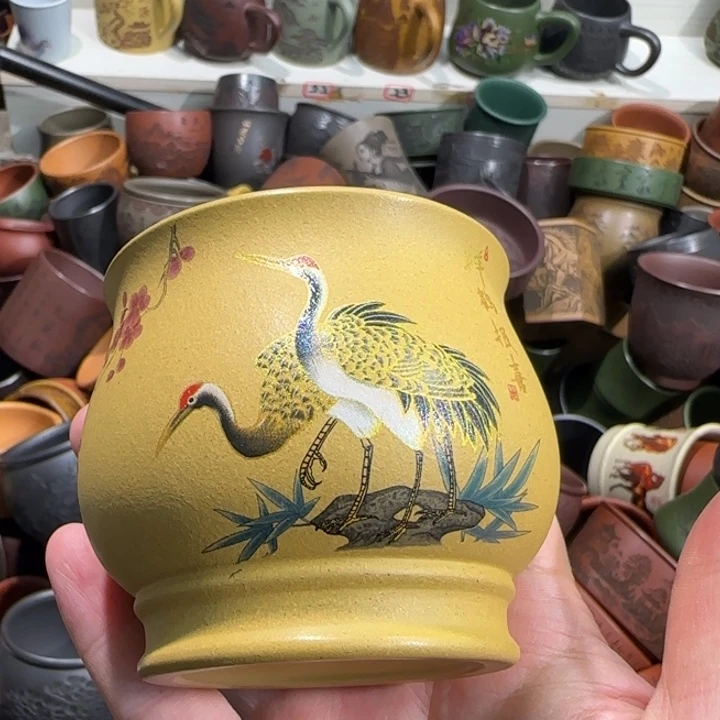茶杯绿泥全手工紫砂