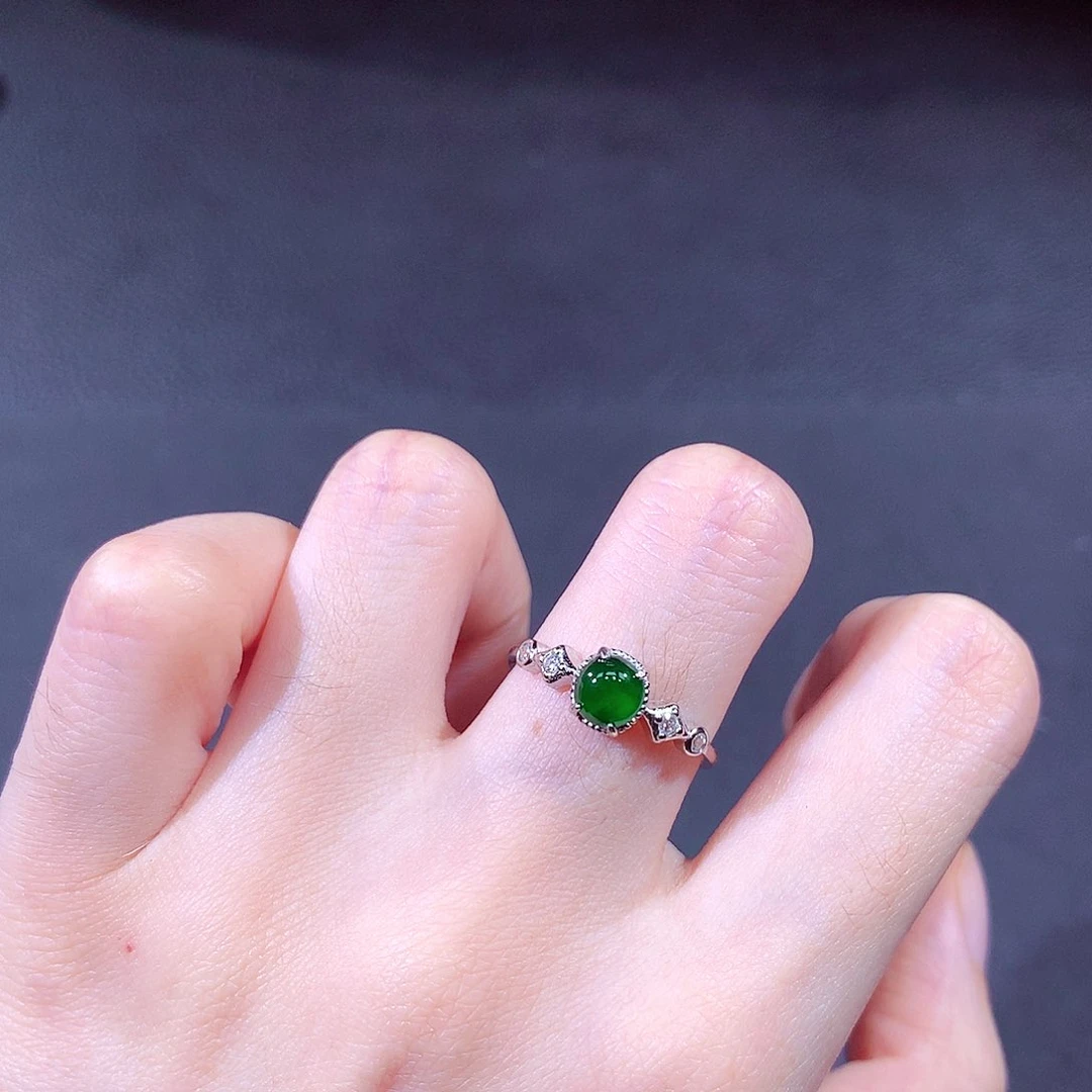 银S925镶嵌戒指翡翠翡翠