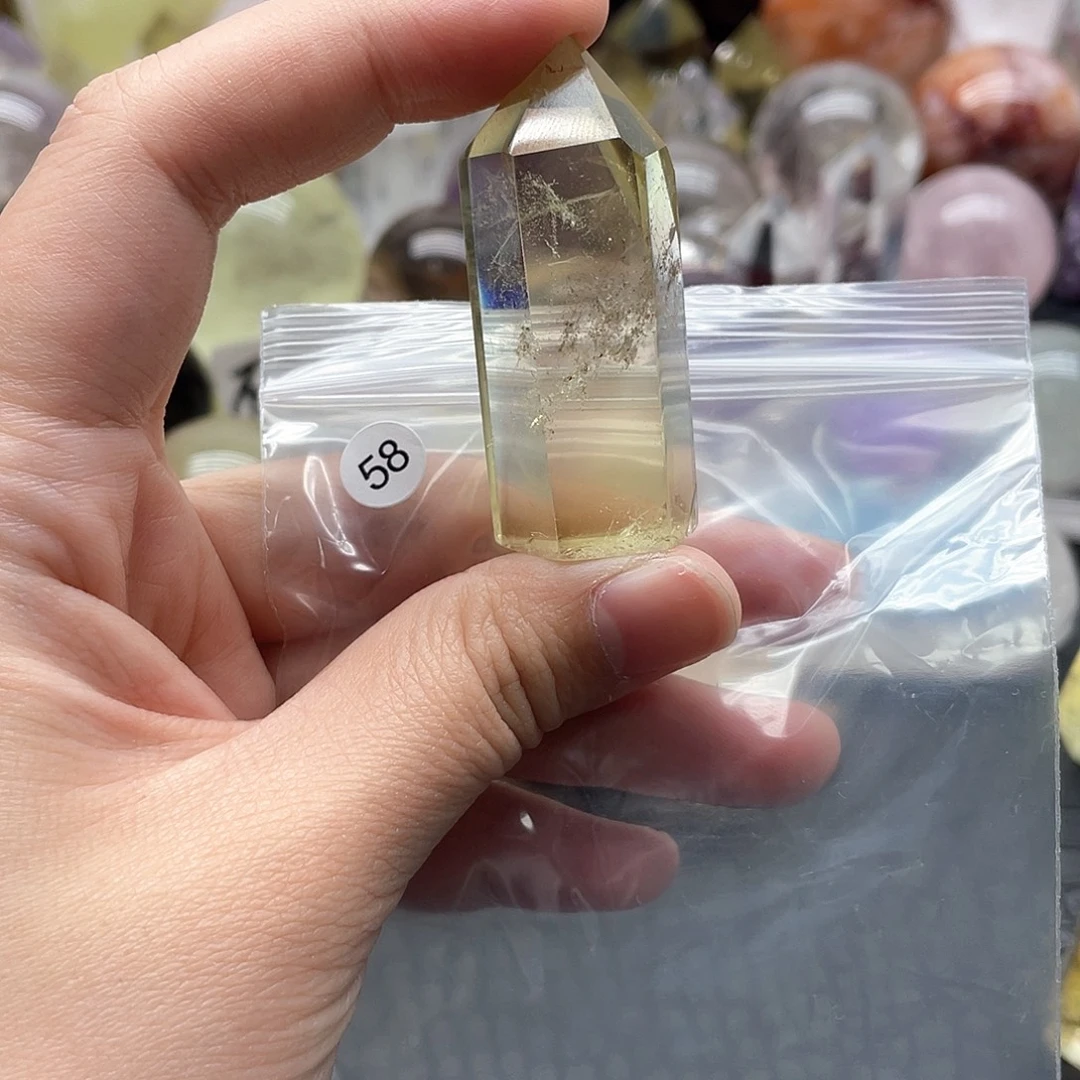 水晶未镶嵌珠宝半成品58(黄水晶柱子5.2cm