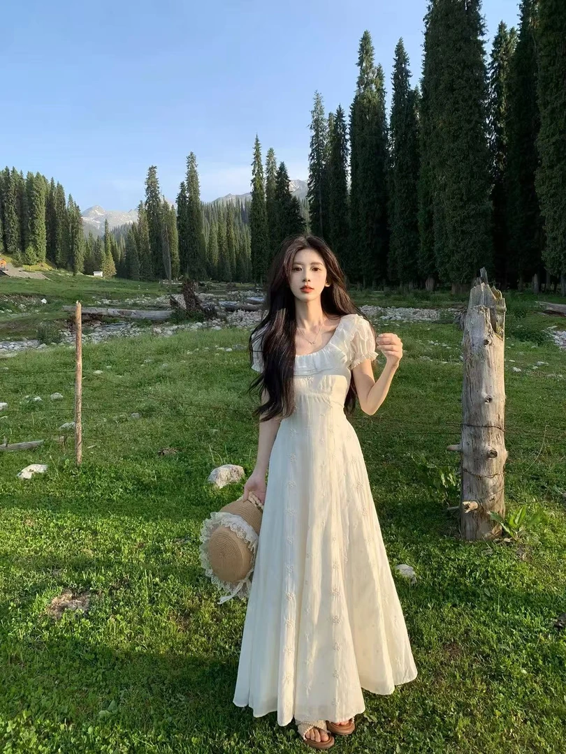 8117#一颗甜桃yikett心动序曲短袖连衣裙