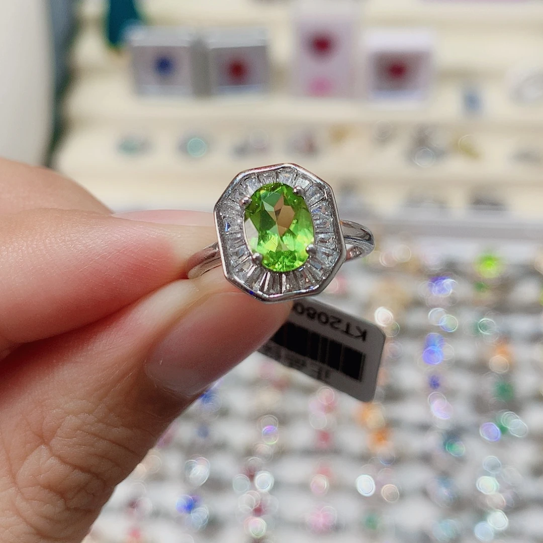 戒指银S925镶嵌橄榄石