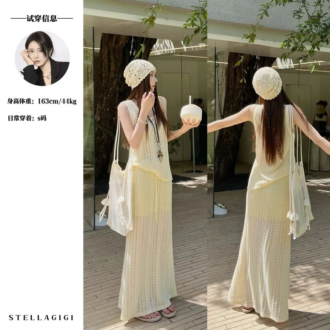 SG / 杨依姗 SS针织背心+松紧腰抽绳半裙针织两件套TZ-20250841