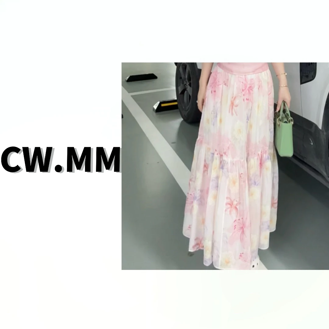 CW.MM 新款高腰花色气质百搭仙女半裙