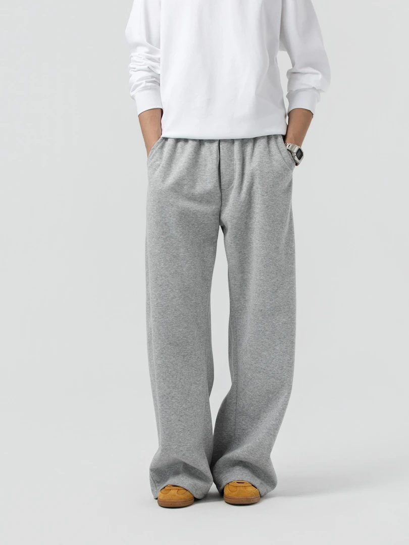 欧阳同学studio 直筒韩版宽松重磅弯刀卫裤长裤纯色简约