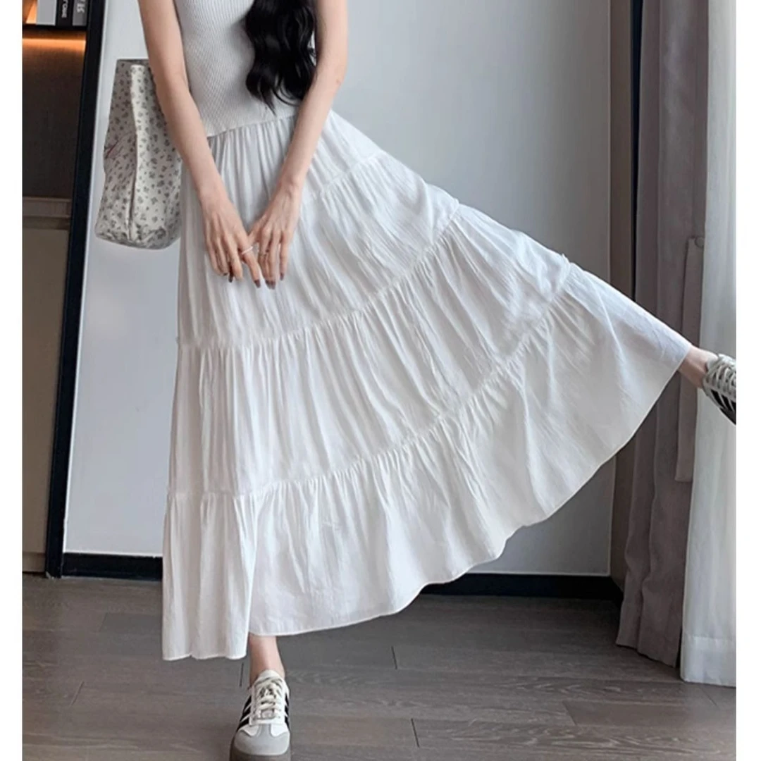 A49半身裙春季2025新款高腰显瘦a字女垂感长裙小个子蓬蓬蛋糕裙#