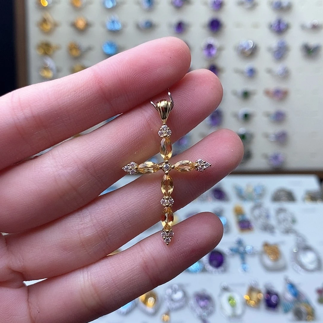 黄晶吊坠(不含链)银S925镶嵌（需要证书备注）