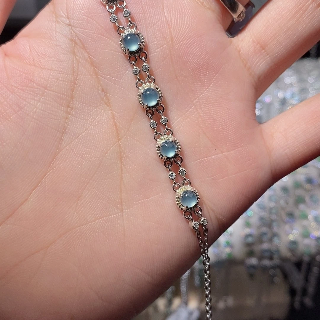 银S925镶嵌手链翡翠