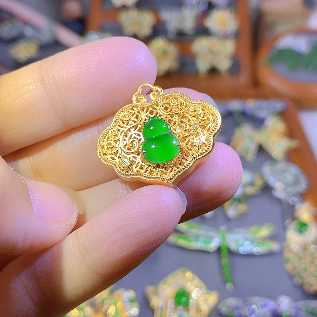 颈饰银S925镶嵌翡翠