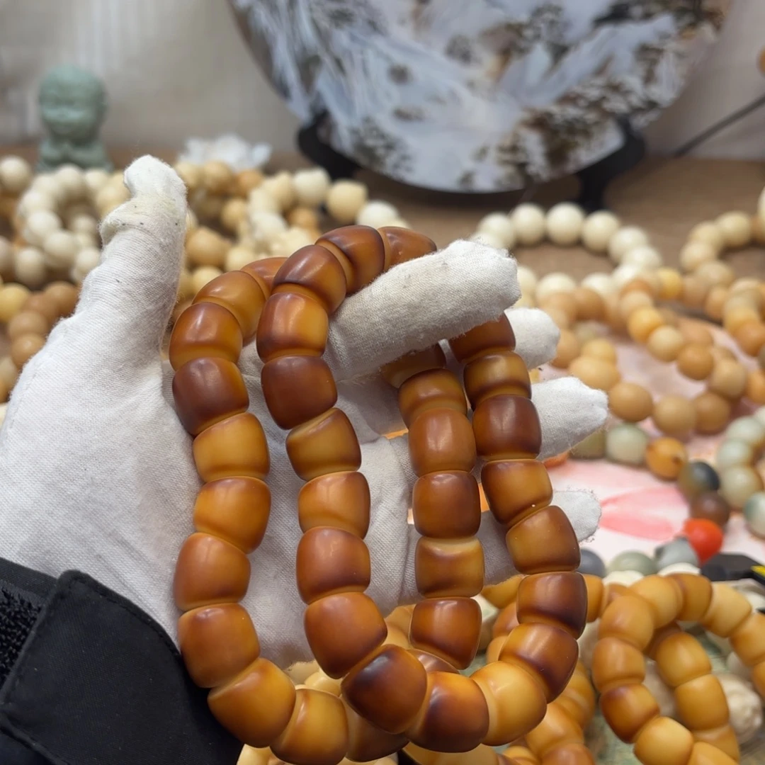 菩提根/象牙果吊坠16干磨深色落地果年糕肠默认瑕送麂皮袋福利