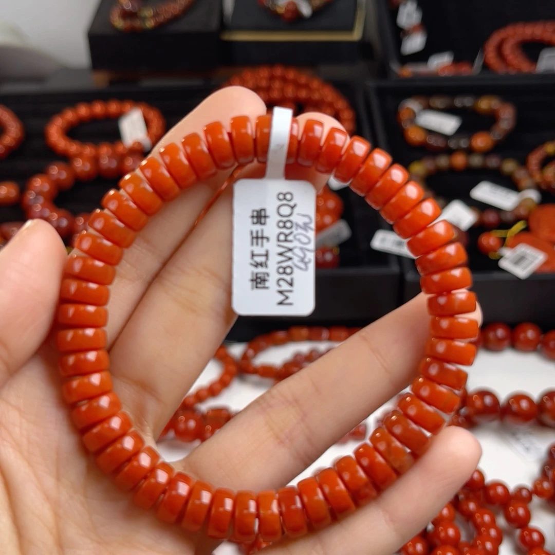 未镶嵌瓦西柿子红药片8m南红玛瑙