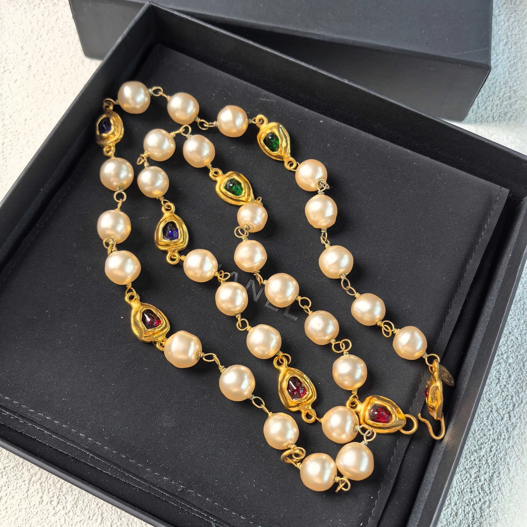 95新 Chanel/香奈儿 泡泡中古 Chanel老件珍珠琉璃项链