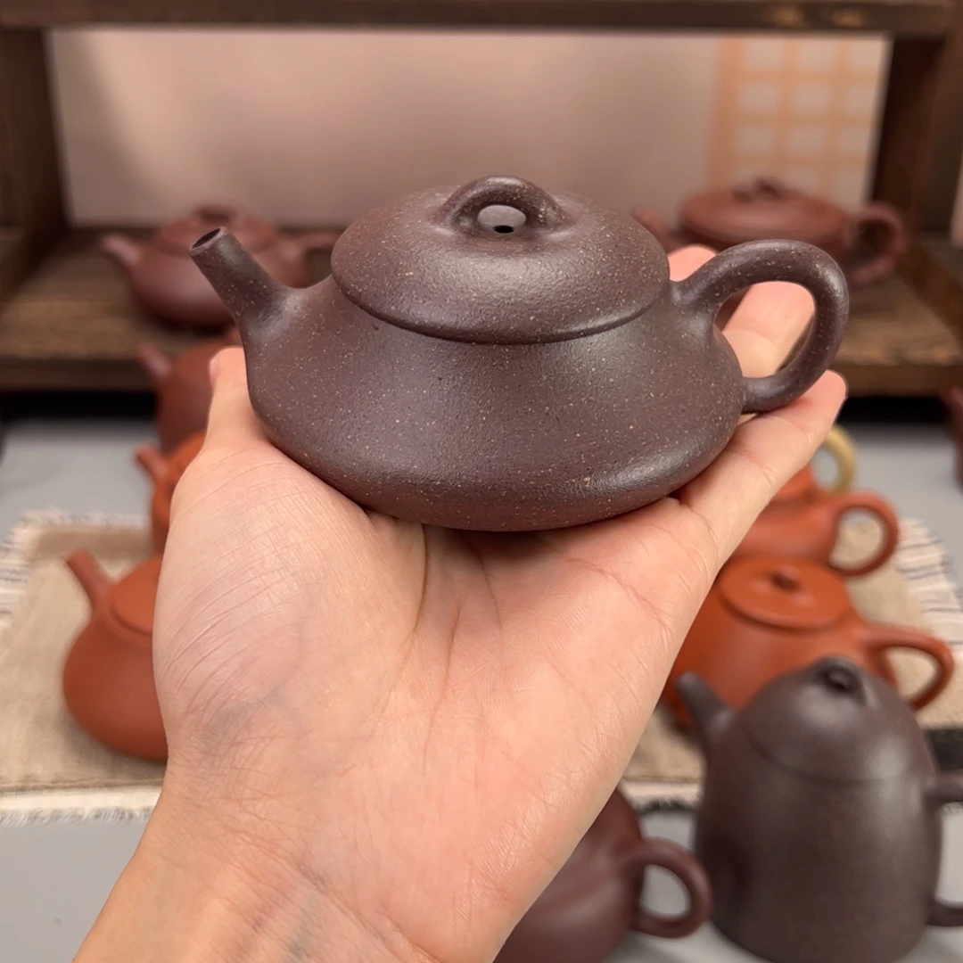 紫砂茶宠30粗颗粒花块紫泥隐瓢