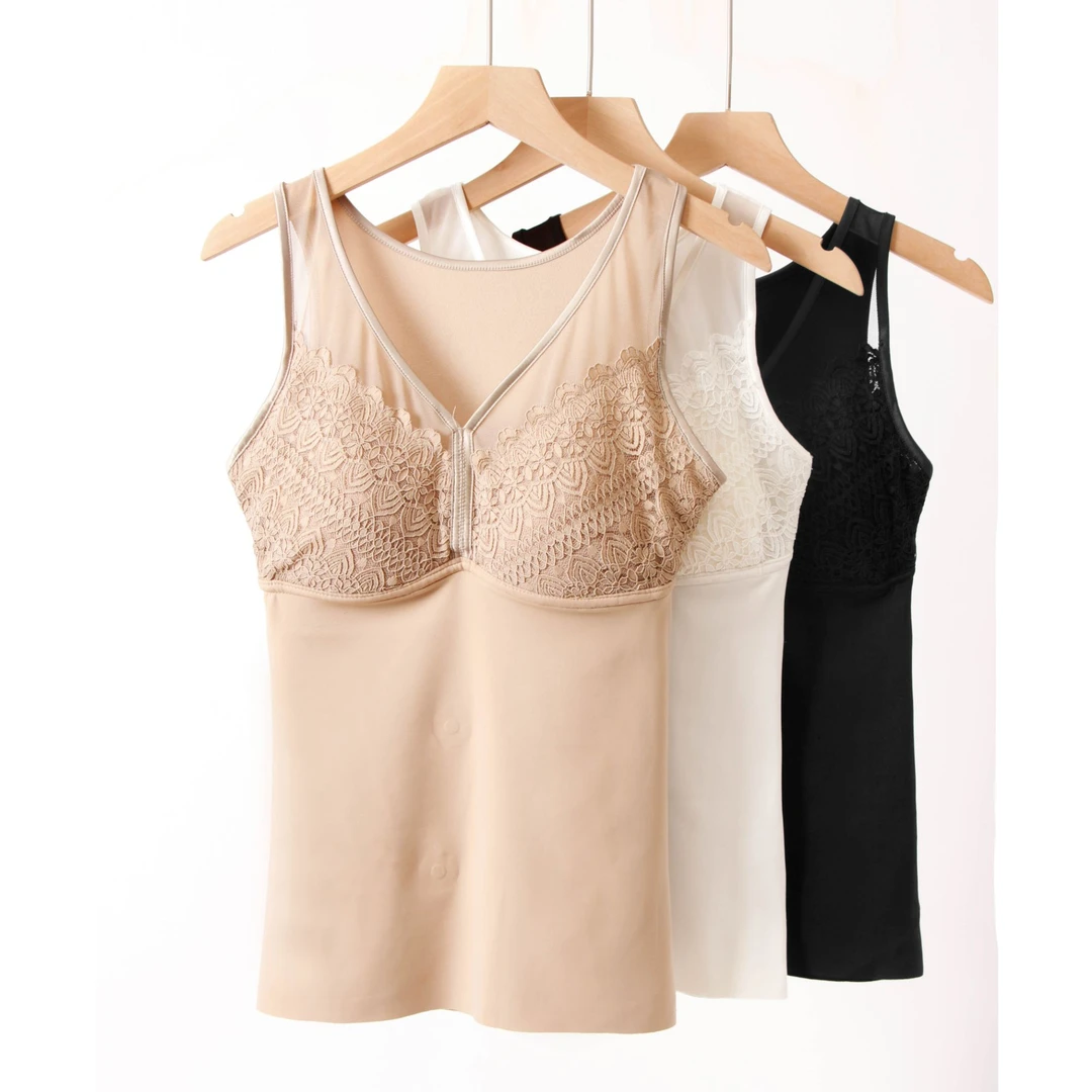 轻暖高奢美肤衣美背新款蕾丝透气无钢圈免穿文胸背心塑身通勤打底