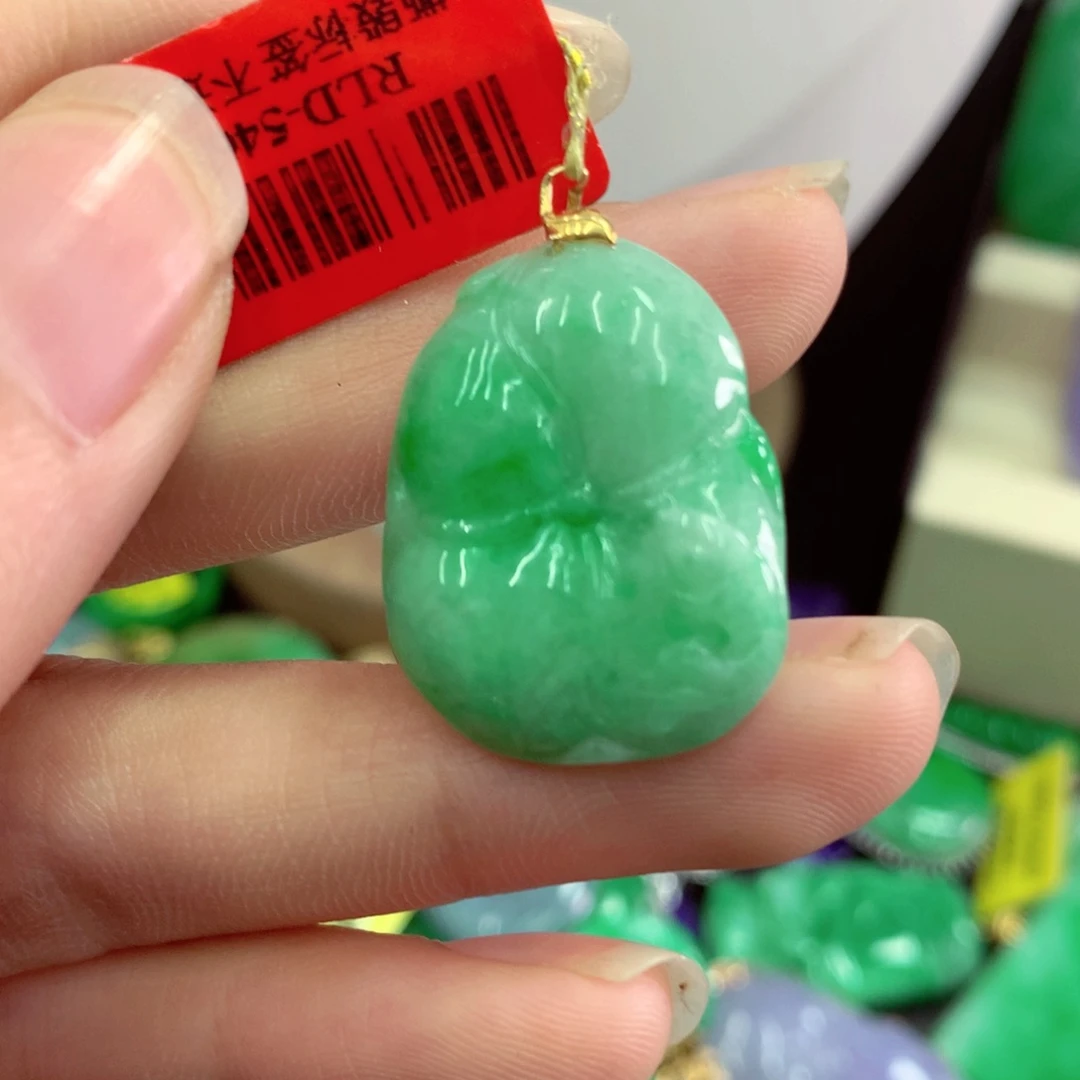 吊坠(不含链)18K金镶嵌翡翠