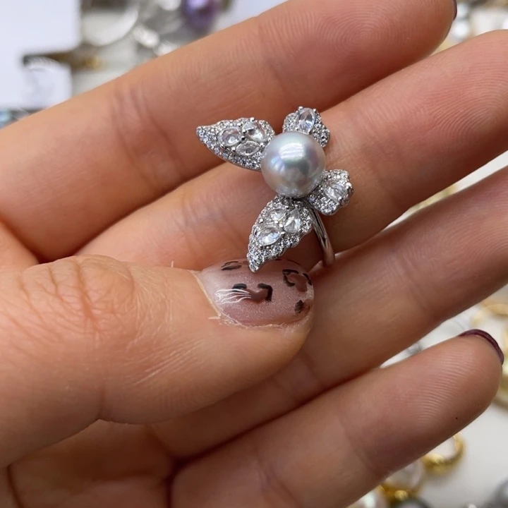 海水珍珠戒指银S925镶嵌