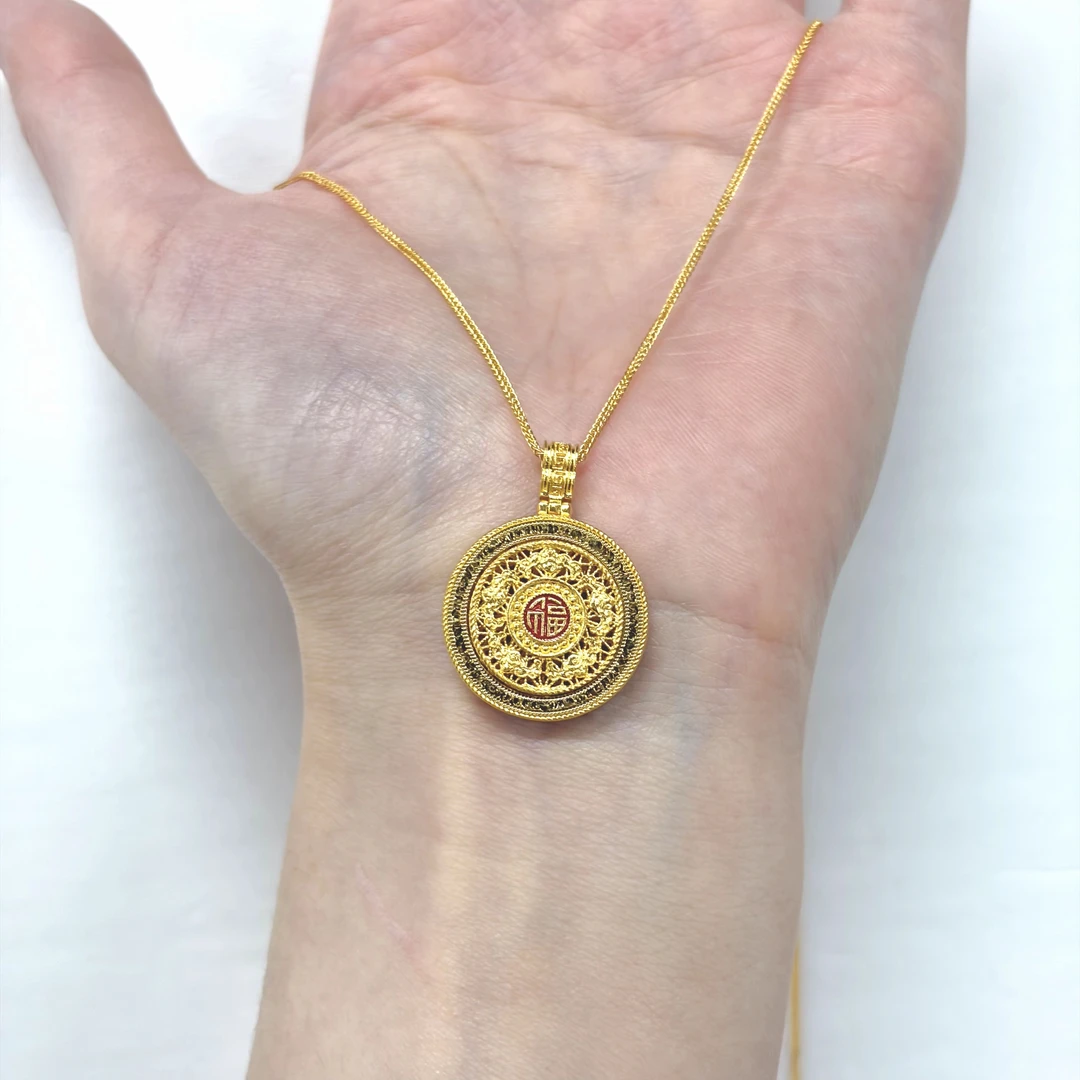 【金套链】红福旋转罗盘套链黄金古法足金999时尚轻奢百搭零附加