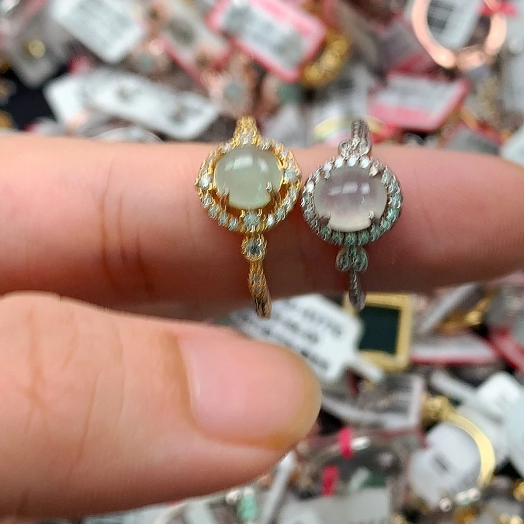 翡翠戒指银S925镶嵌