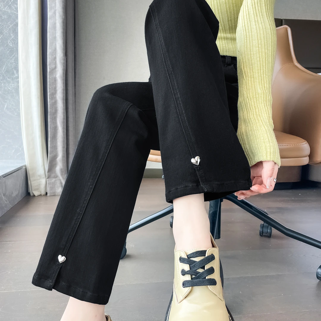 窄版九分直筒牛仔裤女春秋季2025新款高腰小个子法棍裤时尚烟管裤