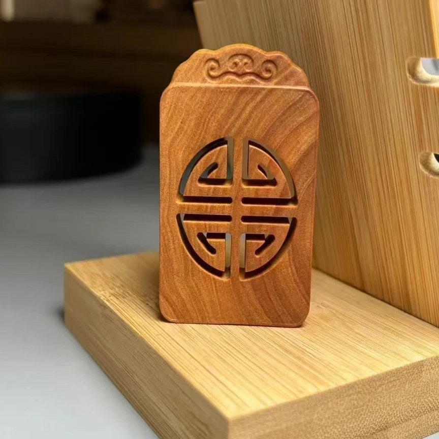 如意回纹平安无事牌461保真天然印度迈索尔老山檀香