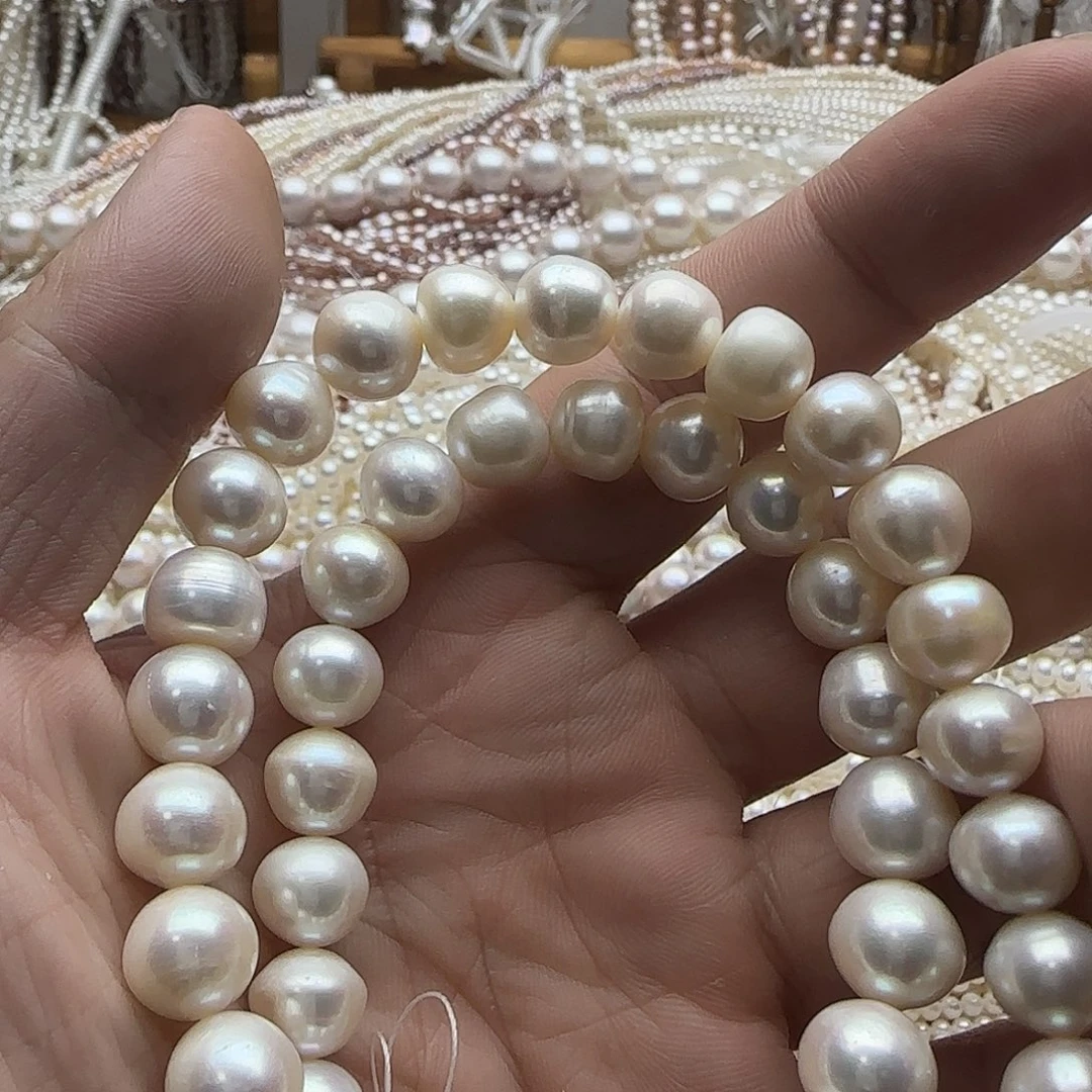真***1未镶嵌半成品淡水珍珠卡10无核近圆
