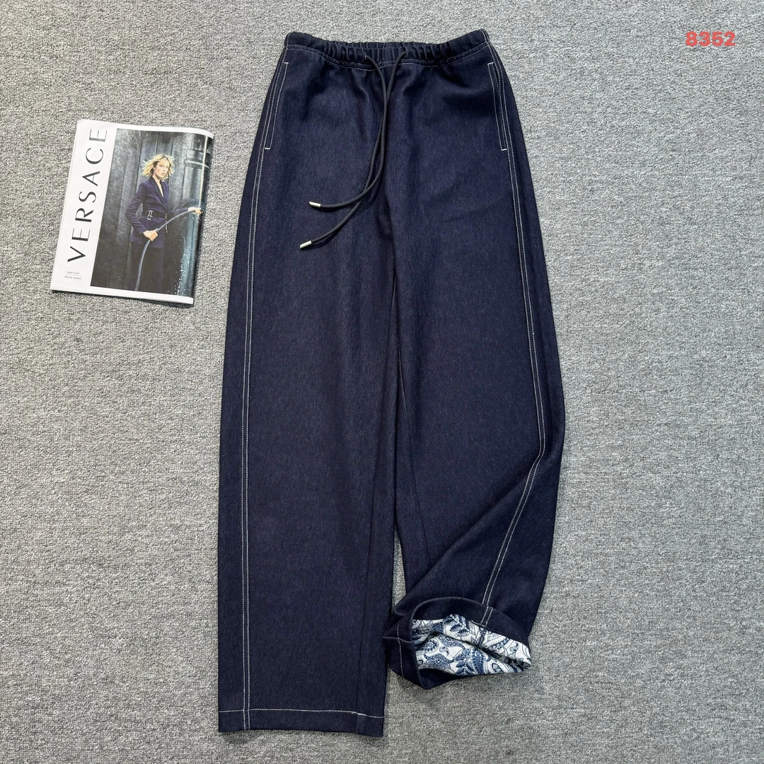 25新款丹宁牛仔羊毛休闲裤女8352